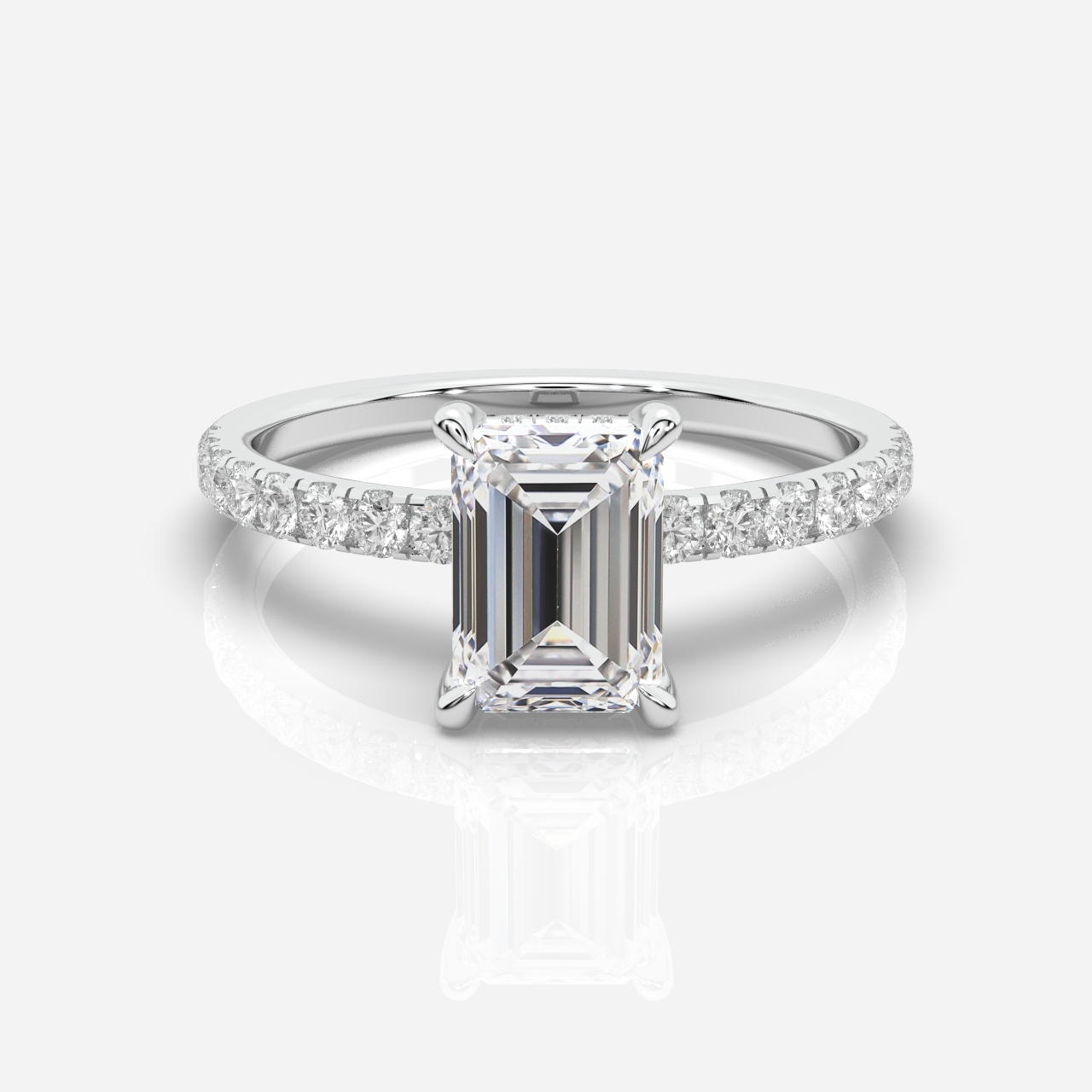 Juliette Hidden Halo and Diamond Band Emerald